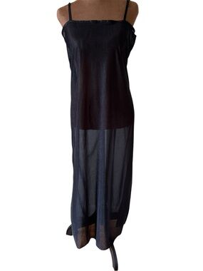 Rare Vintage 90s DKNY sheer black midi dress
